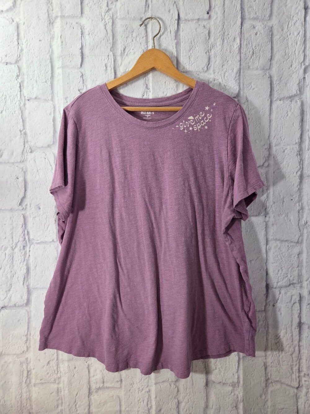 Old Navy Everywear Plus 2X Pink Mauve Round Neck Give Me Space Casual T-Shirt